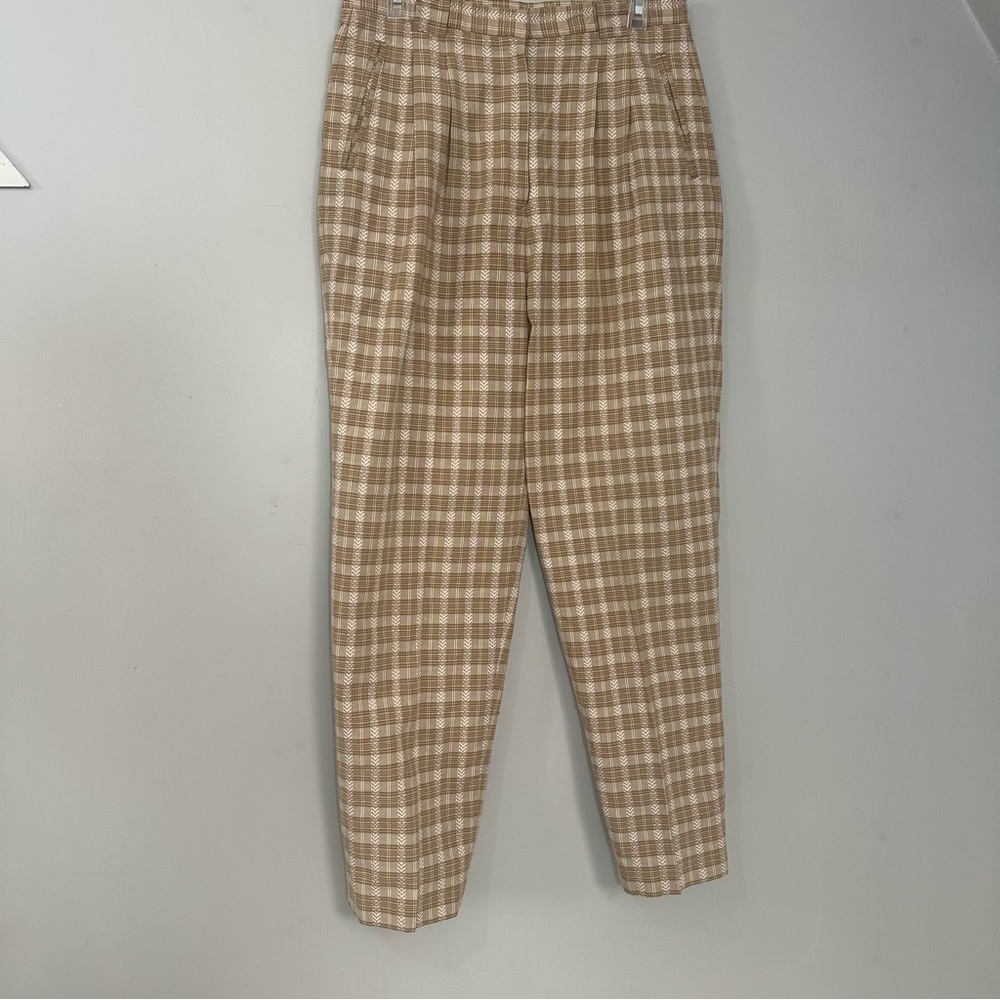 Vintage Cottagecore Tan High Waist Floral Trousers Feminine Pants Retro Romantic - Picture 6 of 17